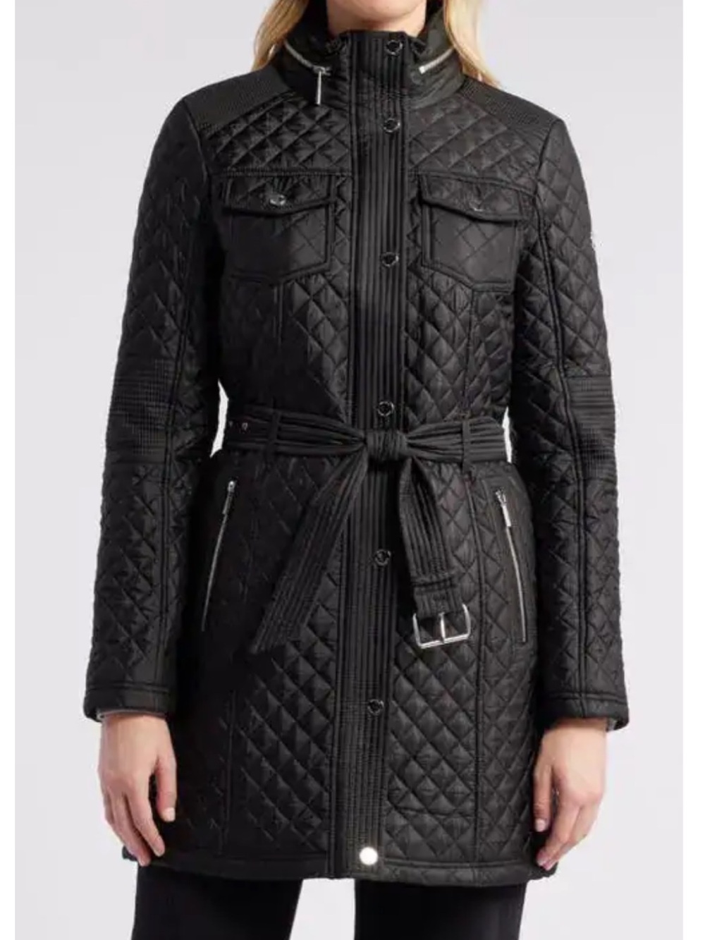 Michael Kors Diamond Quilted Jacket With Stowaway Hood